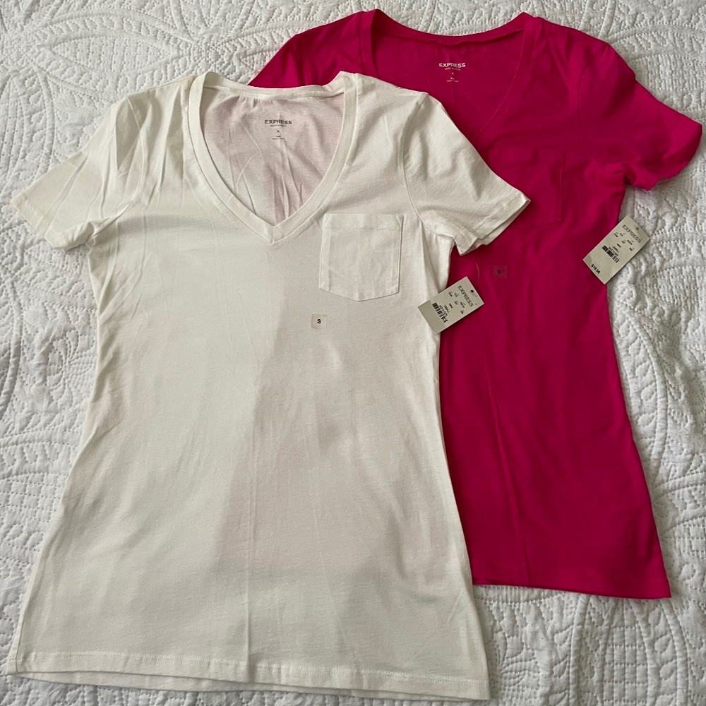 NWT 2 Express sexy basic v-neck tee t-shirts size XS